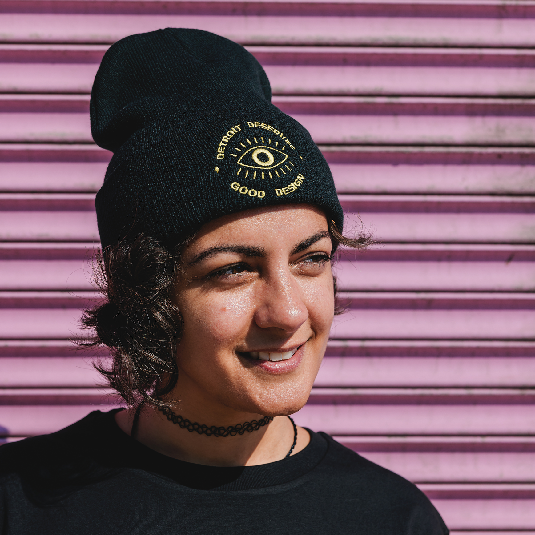 Detroit Deserves Good Design Gold Emblem Beanie