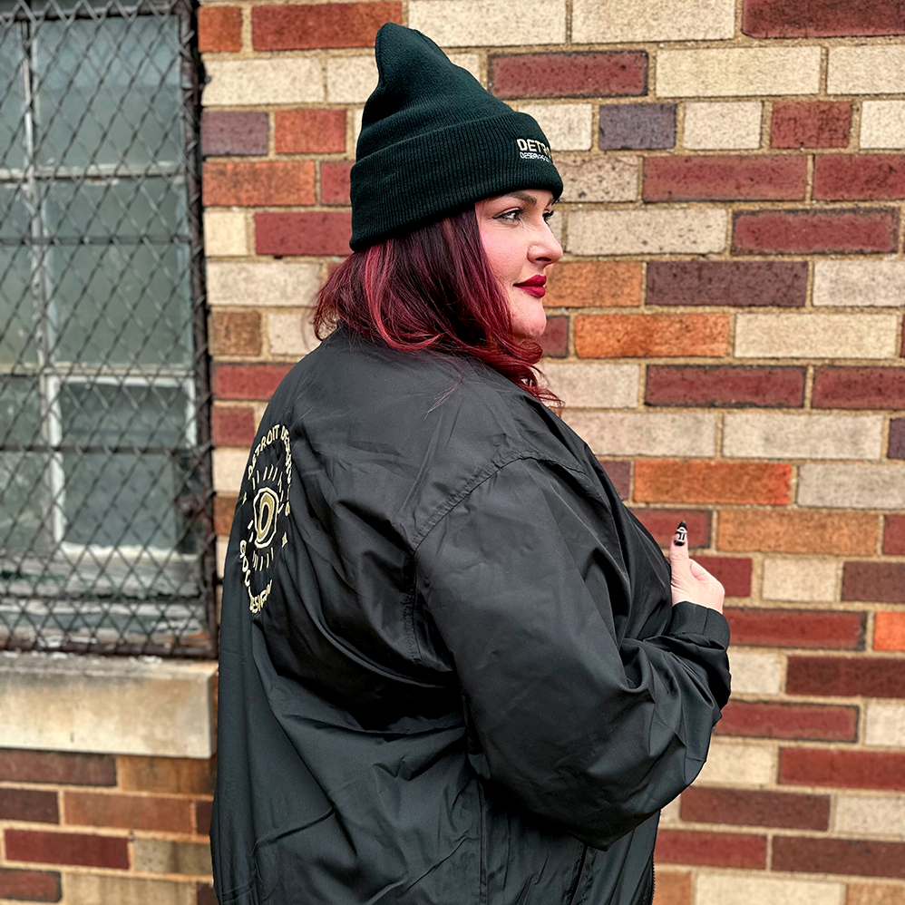 Detroit Deserves Good Design Gold Emblem Bomber Jacket