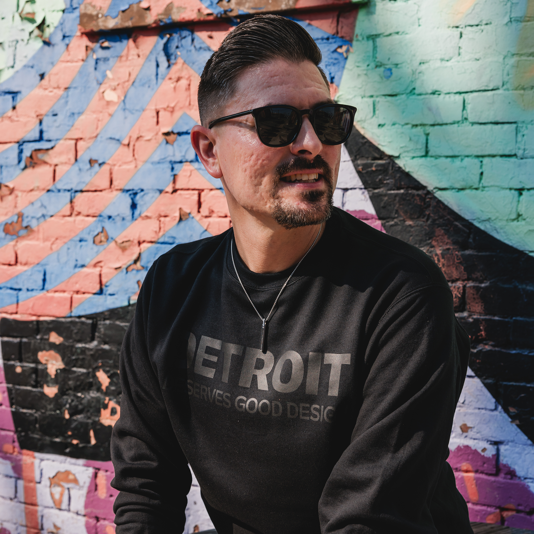 Detroit Deserves Good Design Monochrome Crewneck Sweatshirt